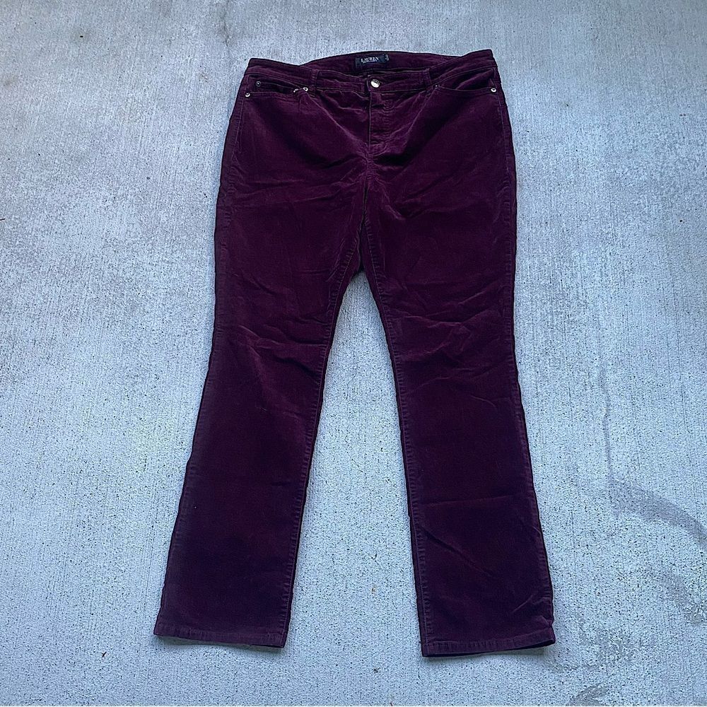 Lauren Ralph Lauren black label burgundy corduroy stretch trousers women’s 18